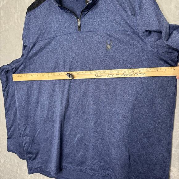 Spyder ProWeb Active Mens XL Blue Pullover Quarter Zip Sweatshirt Knit Logo - Picture 6 of 10